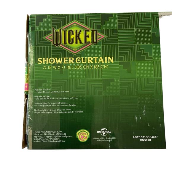 Wicked the Musical Elphaba Fabric Shower Curtain 72x72 NEW - Picture 4 of 9